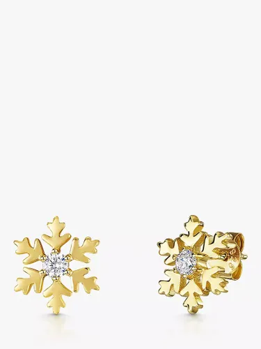 Jools by Jenny Brown Cubic Zirconia Snowflake Stud Earrings, Gold - Gold - Female