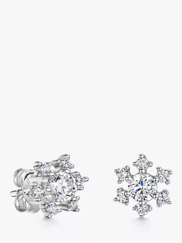Jools by Jenny Brown Cubic Zirconia Snowflake Stud Earrings, Silver/Clear - Silver/Clear - Female