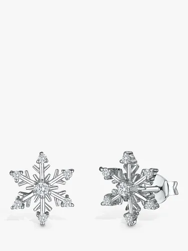 Jools by Jenny Brown Cubic Zirconia Snowflake Stud Earrings, Silver - Silver - Female