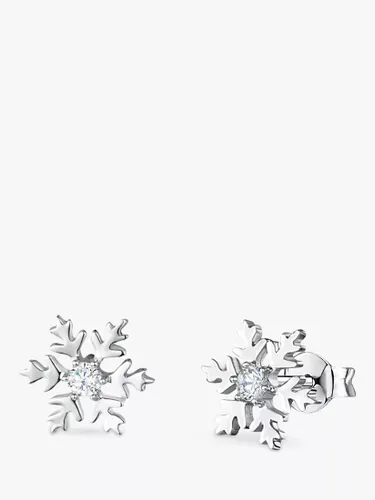 Jools by Jenny Brown Cubic Zirconia Snowflake Stud Earrings, Silver - Silver - Female