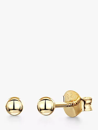 Jools by Jenny Brown Gold Plated Ball Stud Earrings, Gold - Gold - Female - Size: 3mm