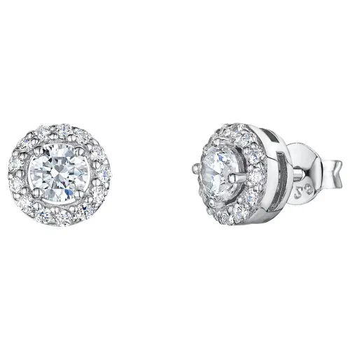 Jools by Jenny Brown PavÃ© Surround Round Cubic Zirconia Stud Earrings - Clear - Female