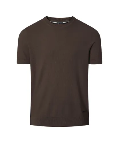 Joop ! Mens Crew Neck Knit T-Shirt Short Sleeve - Dark Brown Cotton