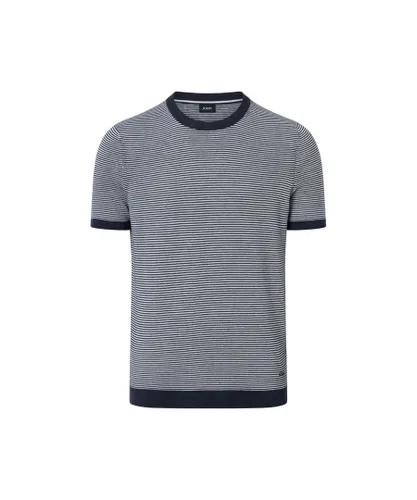 Joop Mens Crew Neck Short Sleeve T-Shirt - Blue Linen/Polyester
