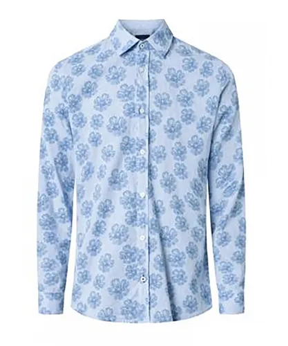 Joop Mens Hanson 2 All Over Print Shirt - Light Blue Linen/Cotton