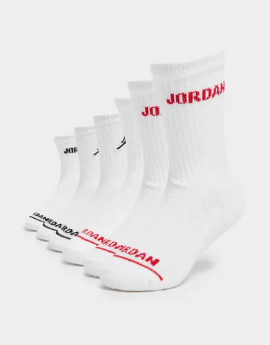 Jordan 6-Pack Crew Socks Junior - White
