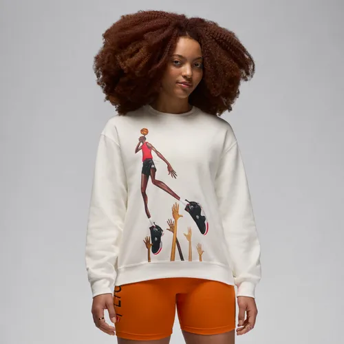 Jordan Artist Series by Darien Birks Women's Fleece Crew-Neck Sweatshirt - White - Polyester