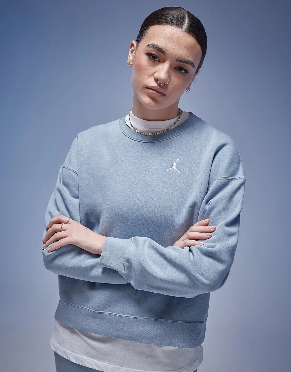 Jordan Brooklyn Crew Sweatshirt - Blue Grey - Womens