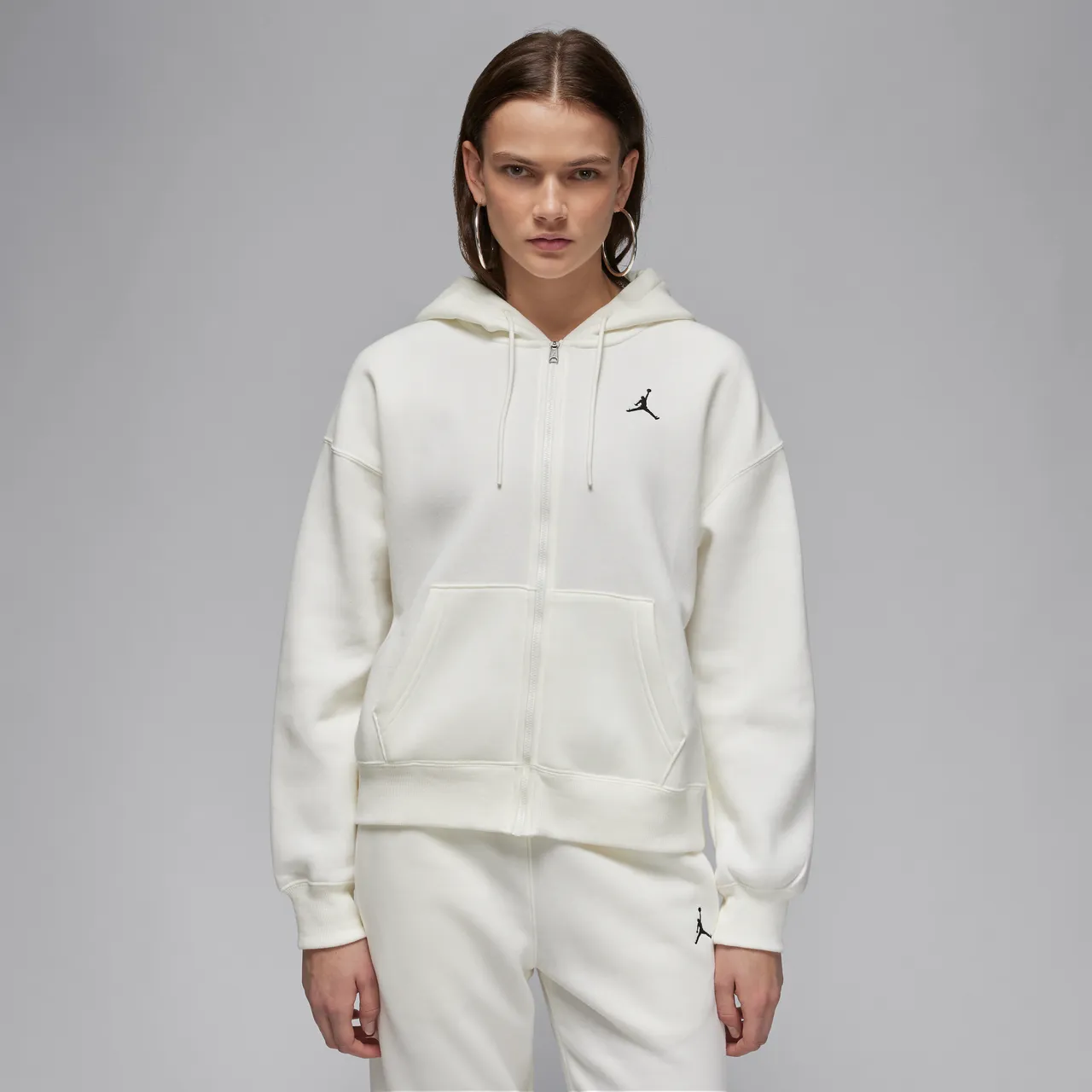 Jordan Brooklyn Fleece Women's Full-Zip Hoodie - White - Cotton