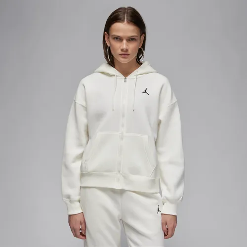 Jordan Brooklyn Fleece Women's Full-Zip Hoodie - White - Cotton