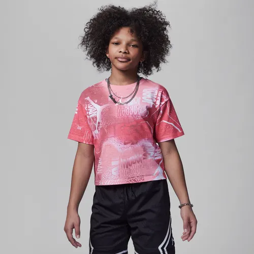 Jordan Essentials New Wave All-over Print Tee Older Kids' (Girls) T-Shirt - Pink - Polyester