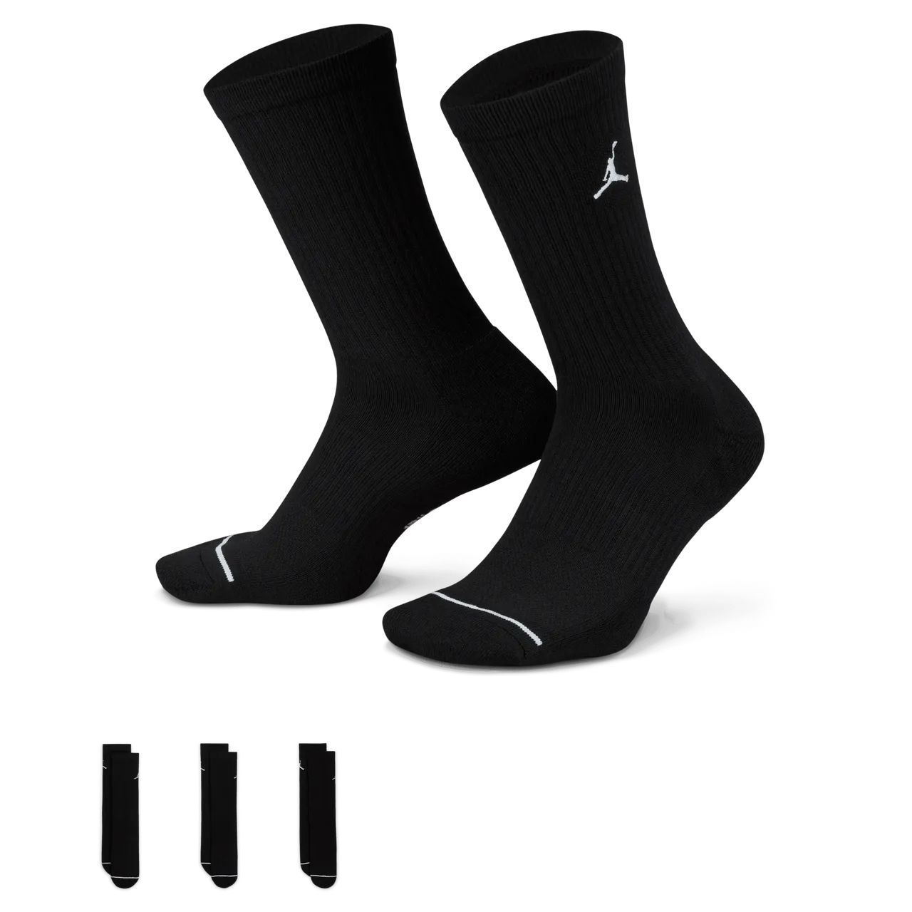 Jordan Everyday Crew Socks (3 pairs) - Black - Polyester