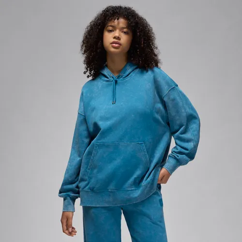 Jordan Flight Fleece Women's Washed Hoodie - Blue - Polyester