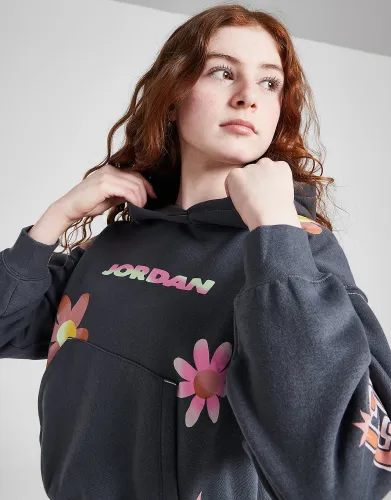Jordan Girls' Deloris Floral Hoodie Junior - Grey