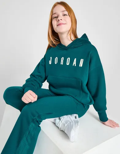 Jordan Girls' Mixed Fabric Pullover Hoodie Junior - Green
