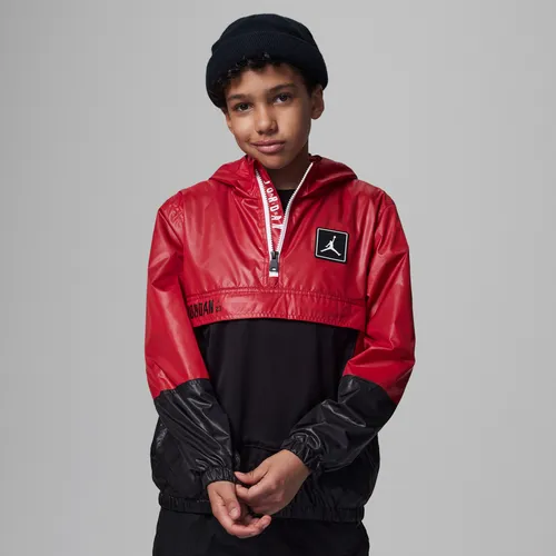 Jordan Half-Zip Windbreaker Older Kids' Jacket - Red - Polyester