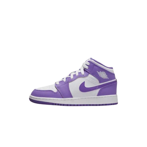 Jordan , Iconic AJ1 Mid Sneakers ,Purple female, Sizes: