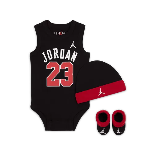 Jordan Jumpman Baby Bodysuit, Beanie and Booties Set - Black - Cotton