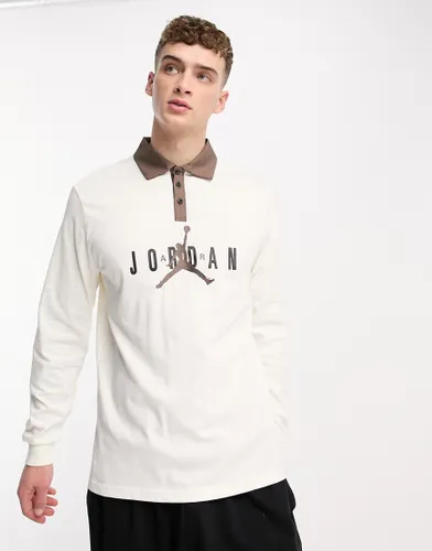 Jordan Jumpman graphic long sleeve polo in off white