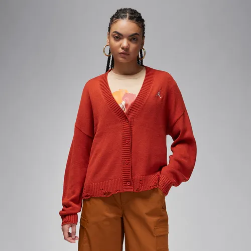 Jordan Women's Distressed Cardigan - Red - Polyester