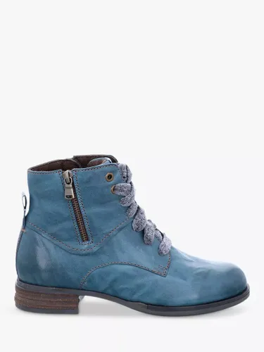 Josef Seibel Sanja 11 Leather Lace Up Ankle Boots, Azur - Blue Aqua - Female