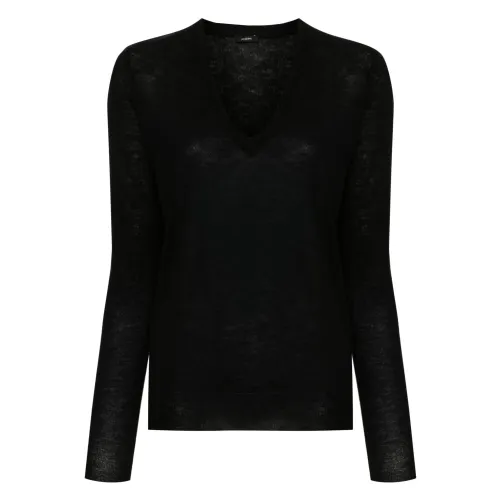 Joseph , Black Cashair V-Neck Sweater ,Black female, Sizes: