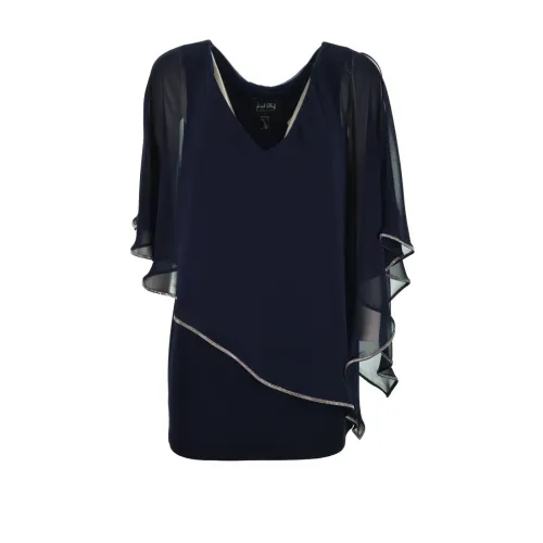 Joseph Ribkoff , Blue Cut-Out Tunic for a Romantic Greek-inspired Look ,Blue female, Sizes: