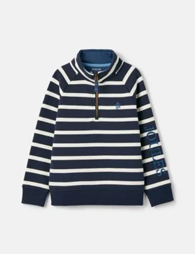 Joules Boys Cotton Rich Striped Half Zip Sweatshirt (2-12 Yrs) - 11y - Navy Mix, Navy Mix