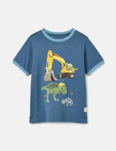 Joules Boys Pure Cotton Applique Dinosaur T-Shirt (2-8 Yrs) - 2y - Blue Mix, Blue Mix