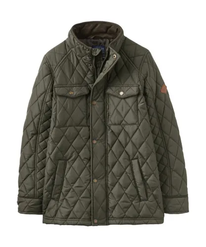 Joules Boys Stafford Warm Quilt Padded Biker Style Jacket - Green Cotton