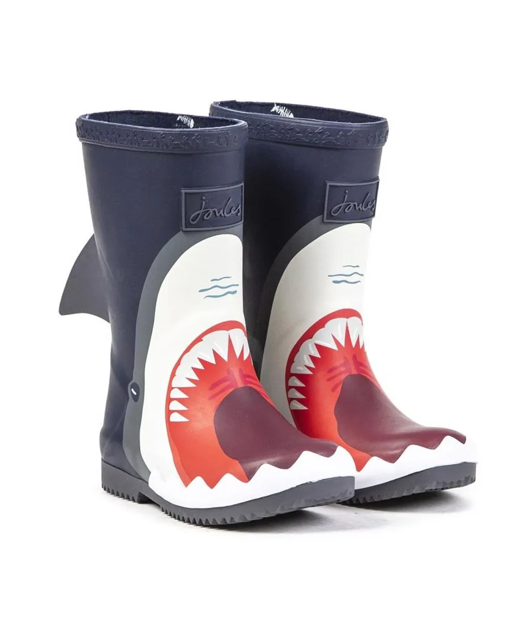 Joules Childrens Unisex Shark Boots - Blue Rubber