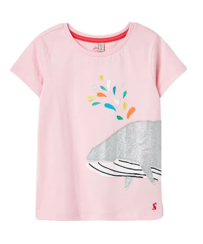 Joules Girls Astra Short Sleeve Crew Neck Artwork T Shirt - Pink Cotton