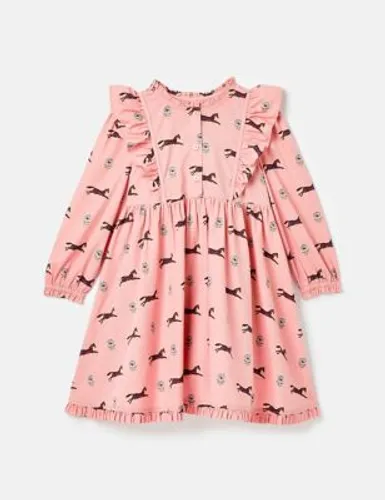 Joules Girls Pure Cotton Patterned Dress (4-12 Yrs) - 5y - Pink, Pink