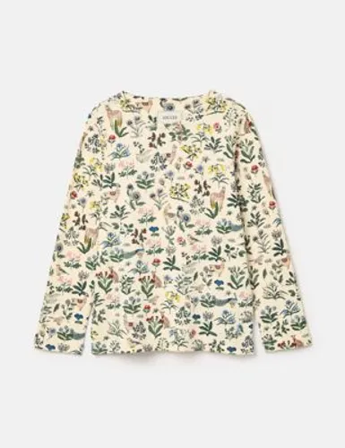 Joules Girls Pure Cotton Printed Top (2-8 Yrs) - 7y - Cream Mix, Cream Mix
