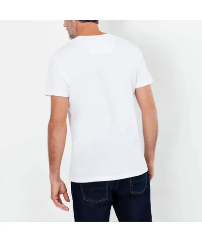 Joules Mens Denton Short Sleeve Crew Neck Jersey T Shirt - White Cotton