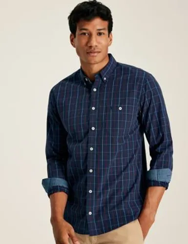 Joules Mens Pure Cotton Checked Oxford Shirt - Navy Mix, Navy Mix,White Mix