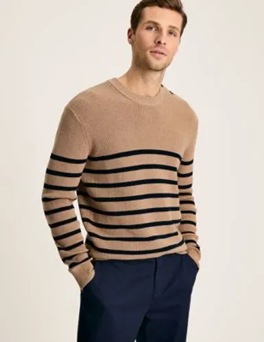 Joules Mens Pure Cotton Striped Crew Neck Jumper - Brown Mix, Brown Mix