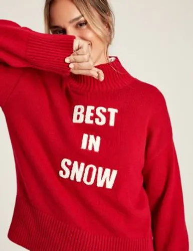 Joules Womens Cotton Rich Slogan Funnel Neck Jumper - 12 - Red, Red