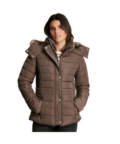 Joules Womens Gosway Warm Padded Jacket Coat - Brown