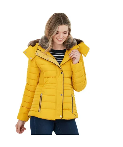 Joules Womens Gosway Warm Padded Water Resistant Coat - Yellow