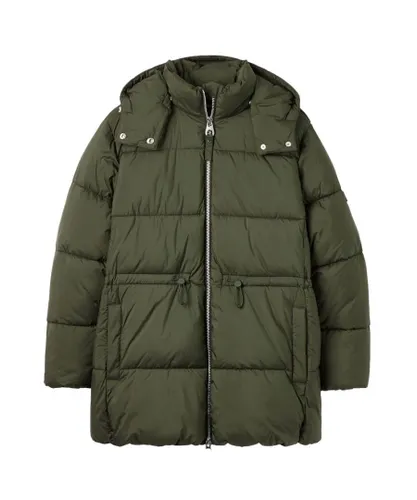 Joules Womens Holsworth Padded Quilted Hooded Winter Coat - Green