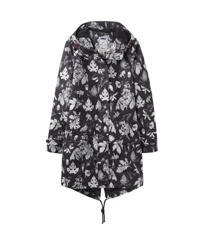 Joules Womens/Ladies Z Raine Printed Mid Length Waterproof Rain Jacket - Black NA