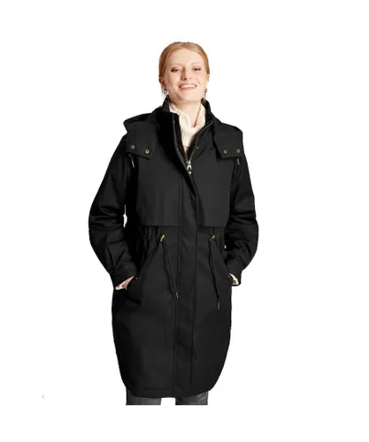 Joules Womens Langford Quilted Longline Waterproof Coat - Black