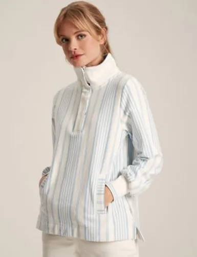 Joules Womens Pure Cotton Striped Half Zip Sweatshirt - 6 - Cream Mix, Cream Mix,Blue Mix