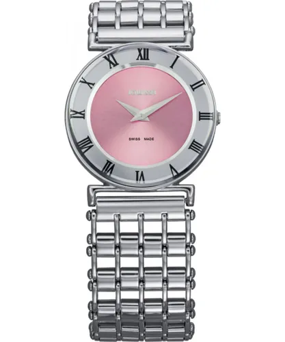 Jowissa WoMens J2.017.M Roma Pastell Stainless Steel Pink Dial Roman Numeral Watch - Silver - One Size