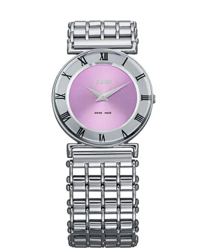 Jowissa WoMens Roma Pastell Stainless Steel Purple Dial Roman Numeral Watch - Silver - One Size