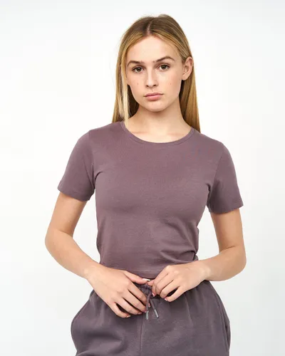 Juice Ladies Tilly Crop T-Shirt Charcoal Mauve - L / Charcoal Mauve