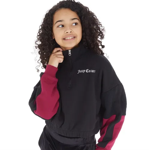 Juicy Couture Girls Boxy Crop 1/2 Zip Sweatshirt Black