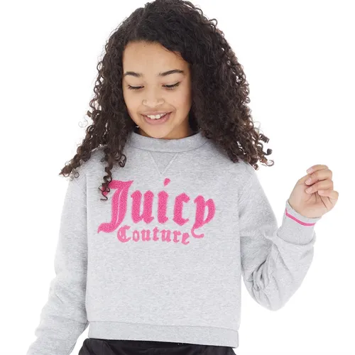 Juicy Couture Girls Chenille Cropped Sweatshirt Heather Cozy