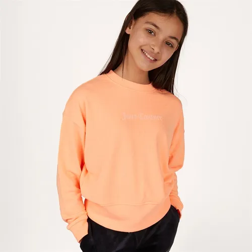 Juicy Couture Girls Chunky Rib Drop Shoulder Sweatshirt Summer Neon Orange